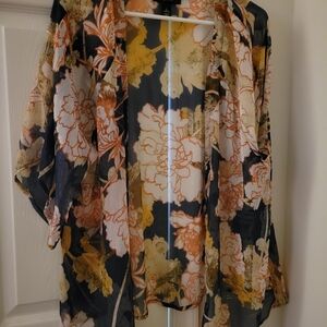 Style & Co. Floral Kimono Top - Navy, Gold, White